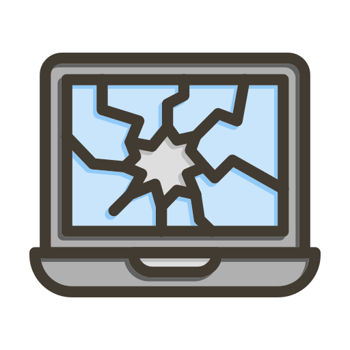 Laptop with cracked screen